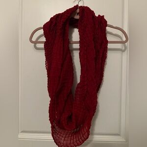 Keep warm and stylish this winter!! Deep red waffle pattern infinity scarf